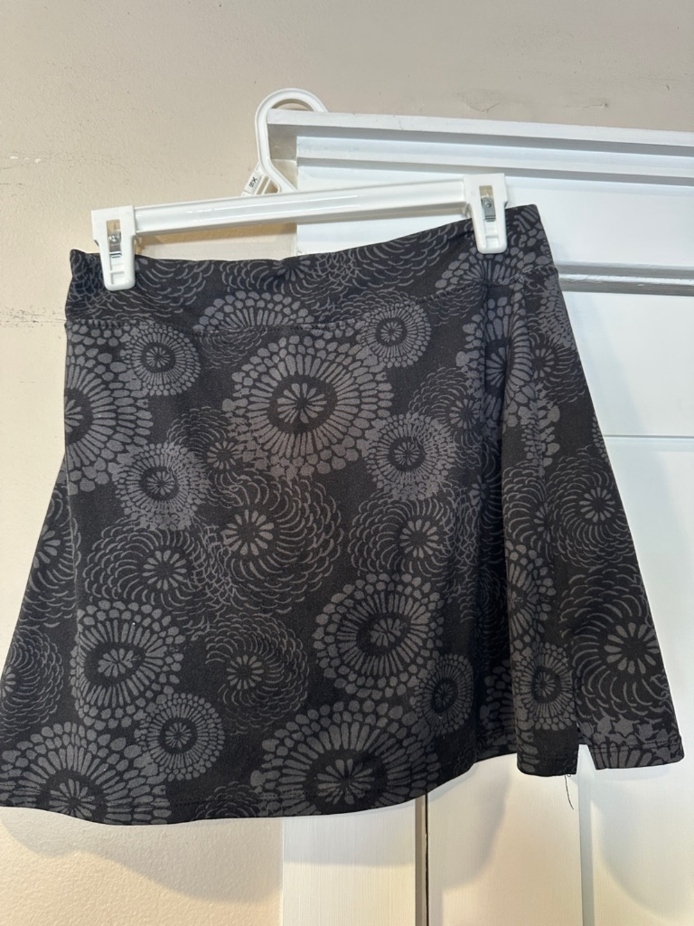 Black Floral-Print A-Line Skort
